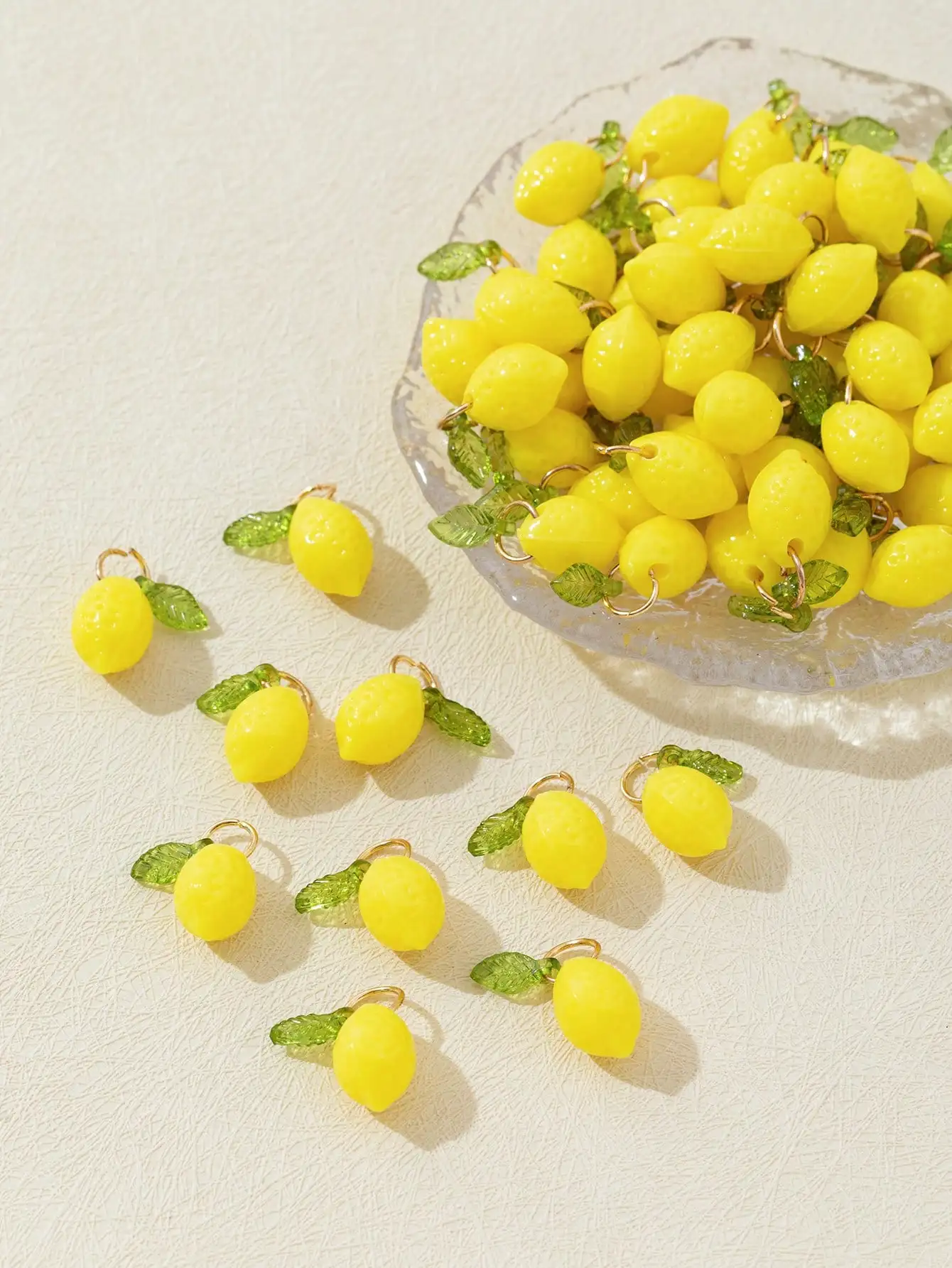 10Pcs 3D Lemon Resin Charms Pendants Cute Fruit DIY Jewelry For Earrings Necklace Bracelet Bag Decor Handmade Craft