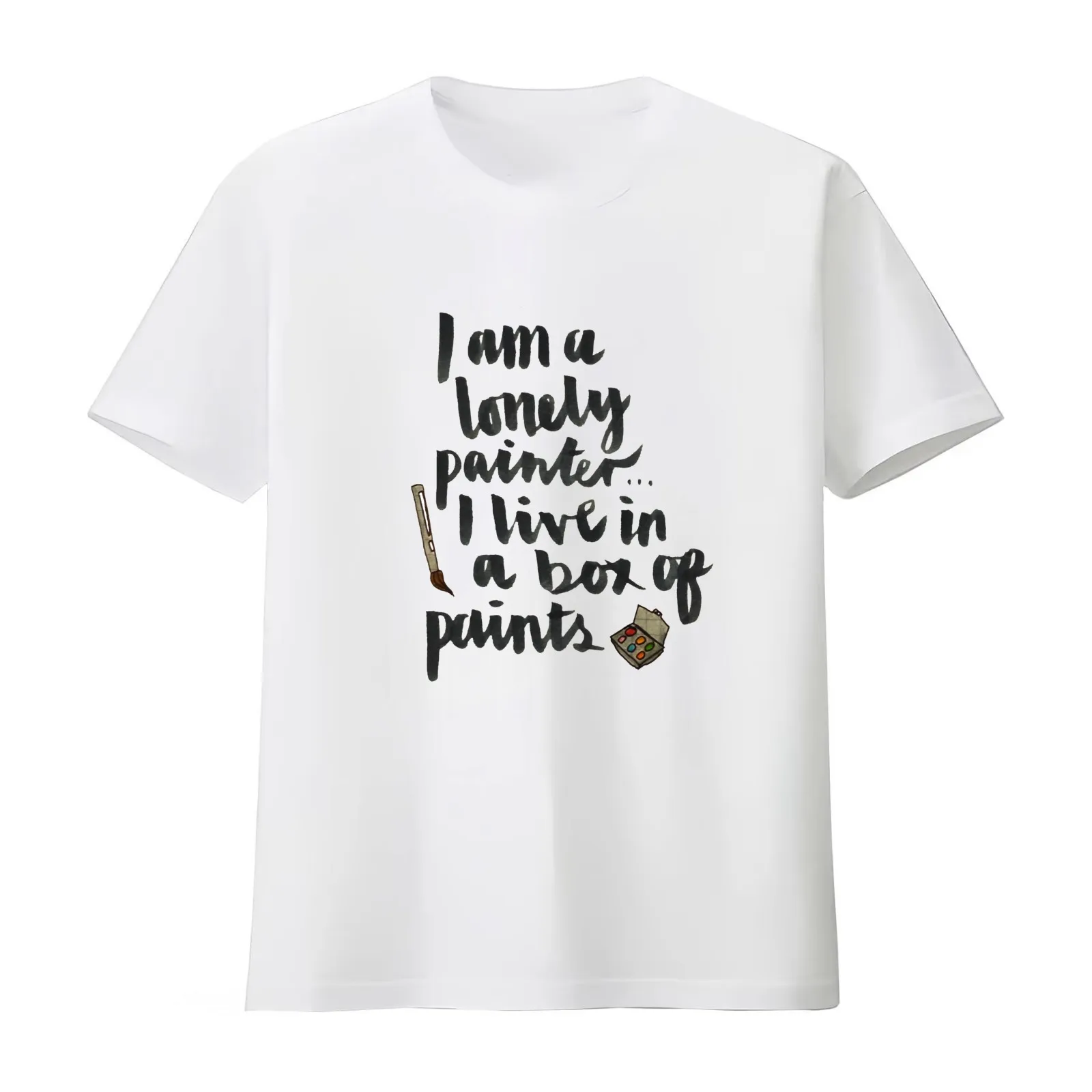 Joni Mitchell 'Lonely Painter' Lyric T-Shirt Summer Casual Cotton Tee Oversized Streetwear Tops Vintage Graphic Print