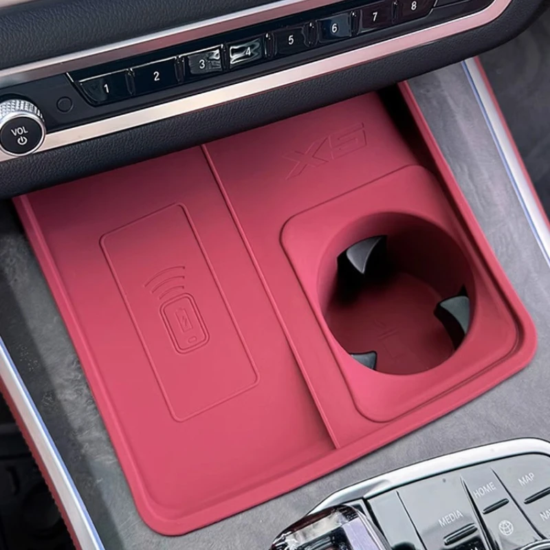 

For BMW X5L 2020-2026 Insulating Mat Wireless Charging Silicone Pad Central Control Water Cup Cover Car Interior Accessories
