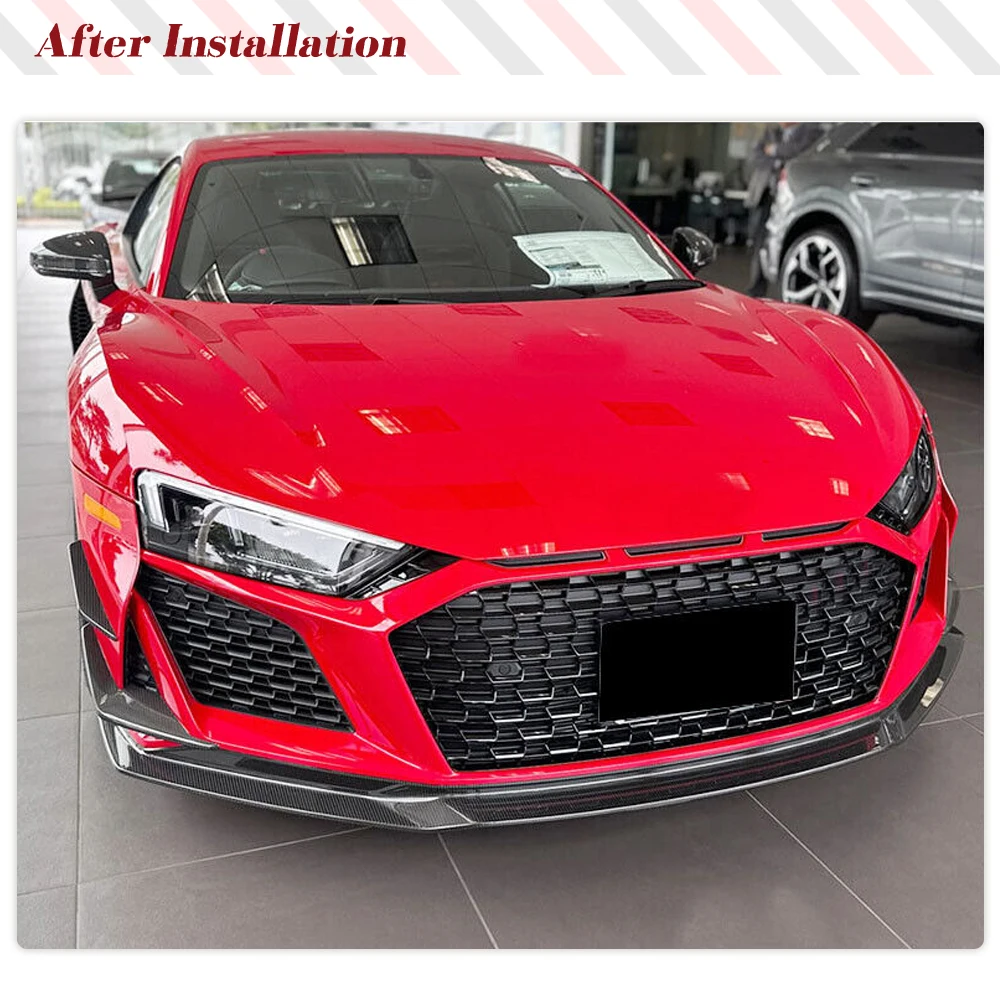 Dry Carbon Car Front Bumper Lip Spoiler for Audi R8 V10 GT Performance Coupe 2023 Gen 3 Car Racing Body Kit Guard Chin Splitters