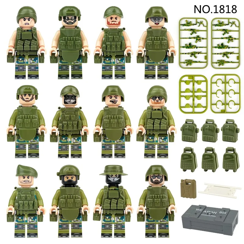 

Cross-border wholesale M1818 Langya team special forces building block minifigures small particles assembled military toy bags
