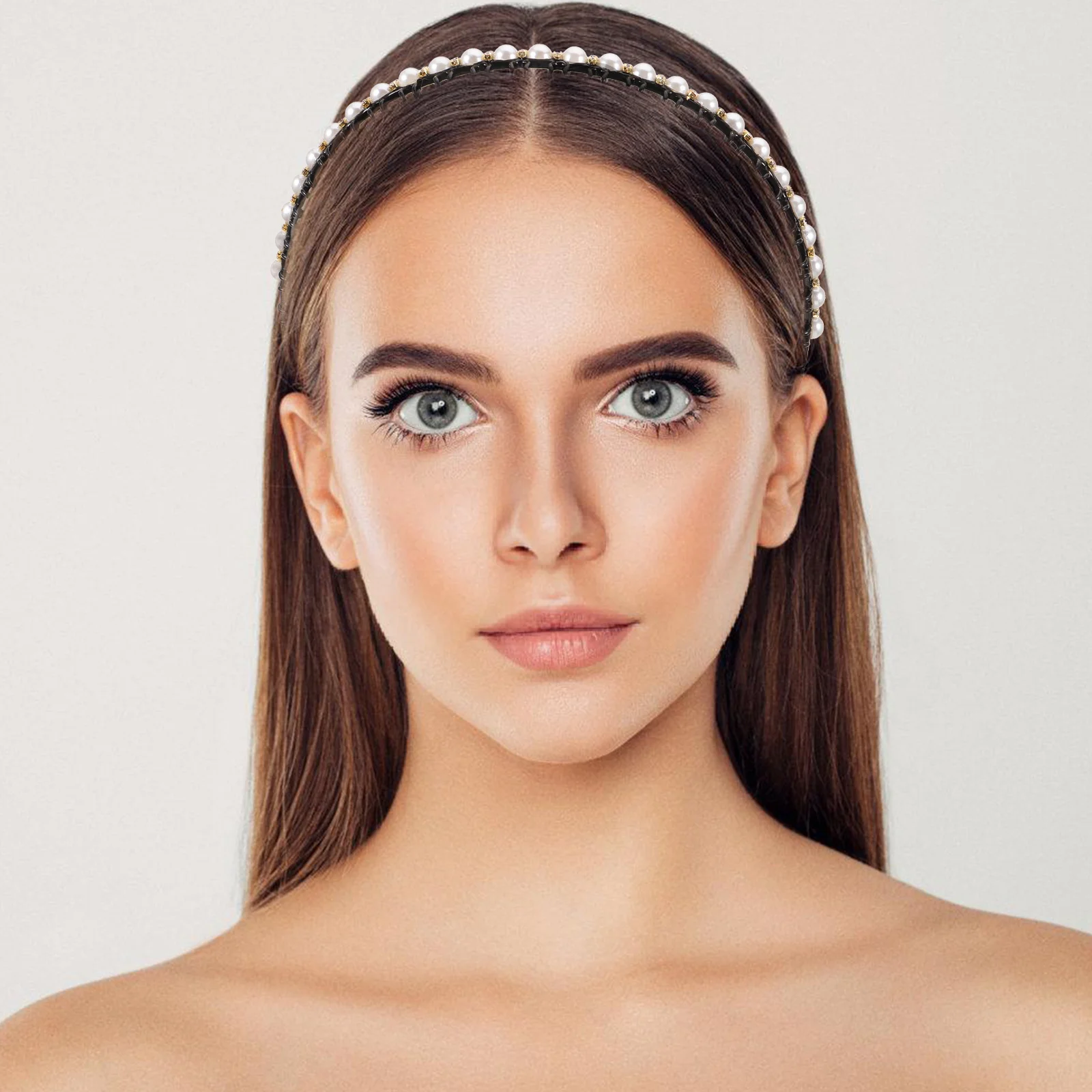 

2Pcs Pearls Headbands Chic Non-Slip Hairband Wedding Party Bridal Hair Hoop Fashion Hair Accessory Women Headband