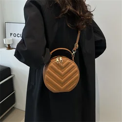 Mini Round Ladies Shoulder Crossbody Bags Fashion Pattern PU Leather Women Top-Handle Bags Casual Small Messenger Handbags