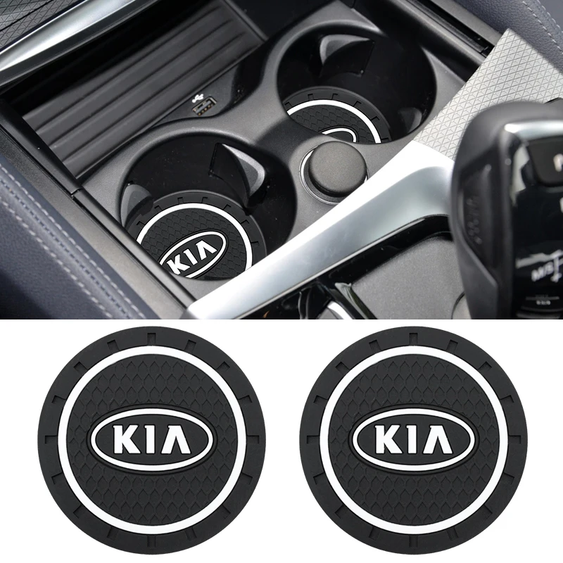 Auto Tazza di Acqua Pad Sottobicchiere di Gomma Accessori Interni Per Kia RIO STINGER Seltos K5 Sorento Ceed Forte Auto Portabottiglie antiscivolo