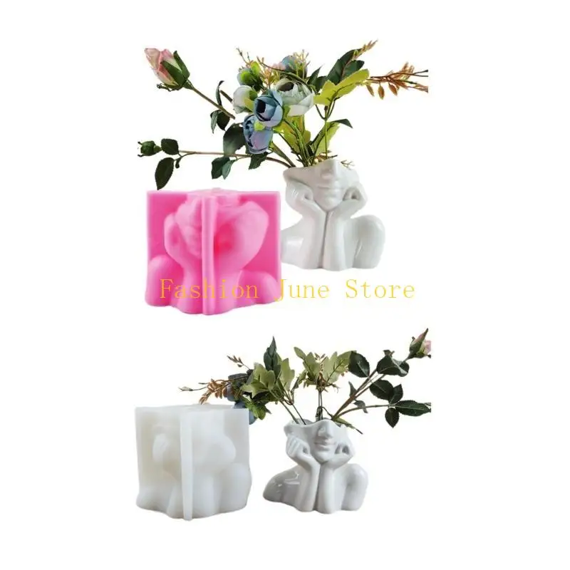 N5KA Silicone Flowerpot Mold Crafts Mould Epoxy Resin Concrete Molds Pot Mold