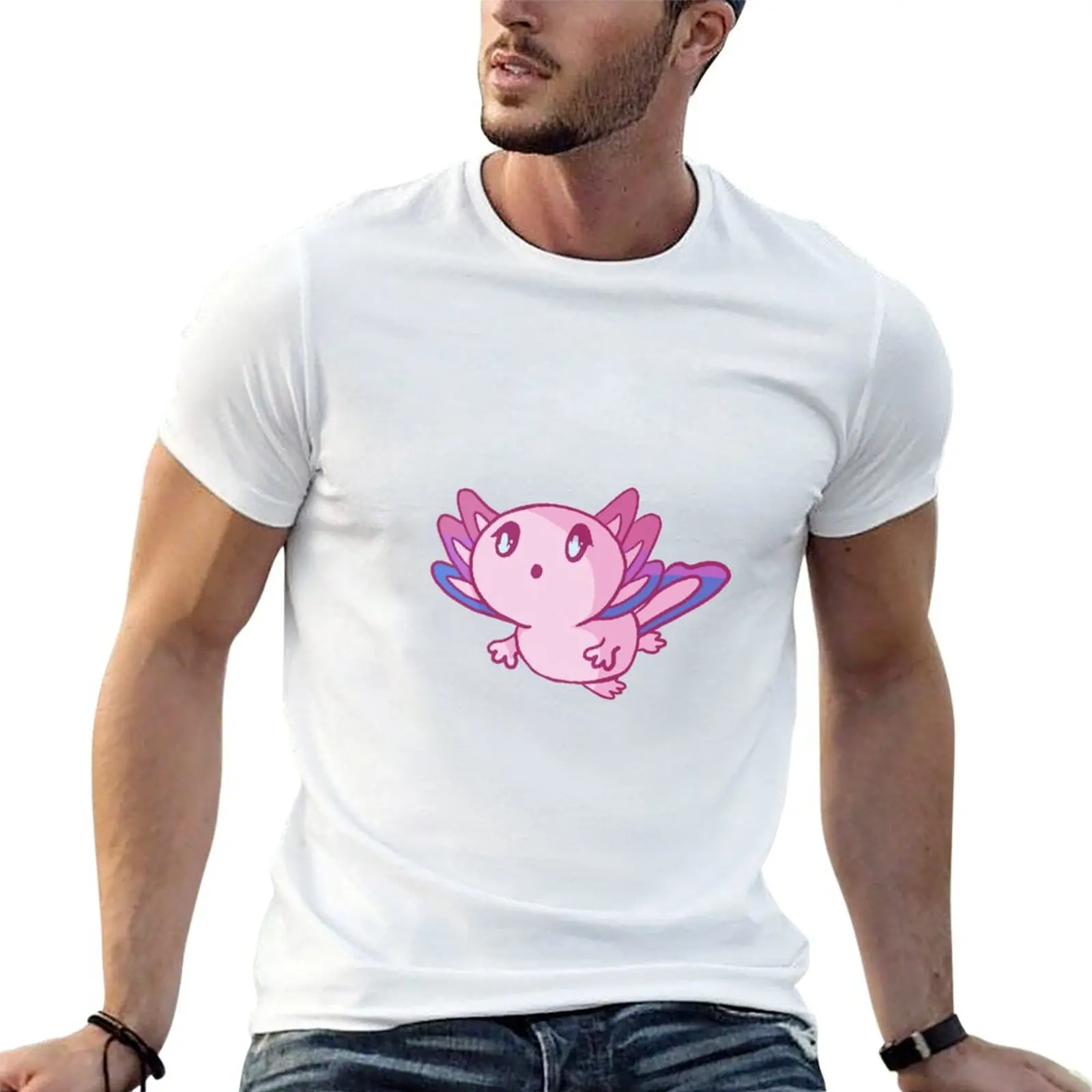 

BISEXUAL t graphic t T-Shirt luxury man men shirts brand 100% STICKER cotton shirt AXOLOTL