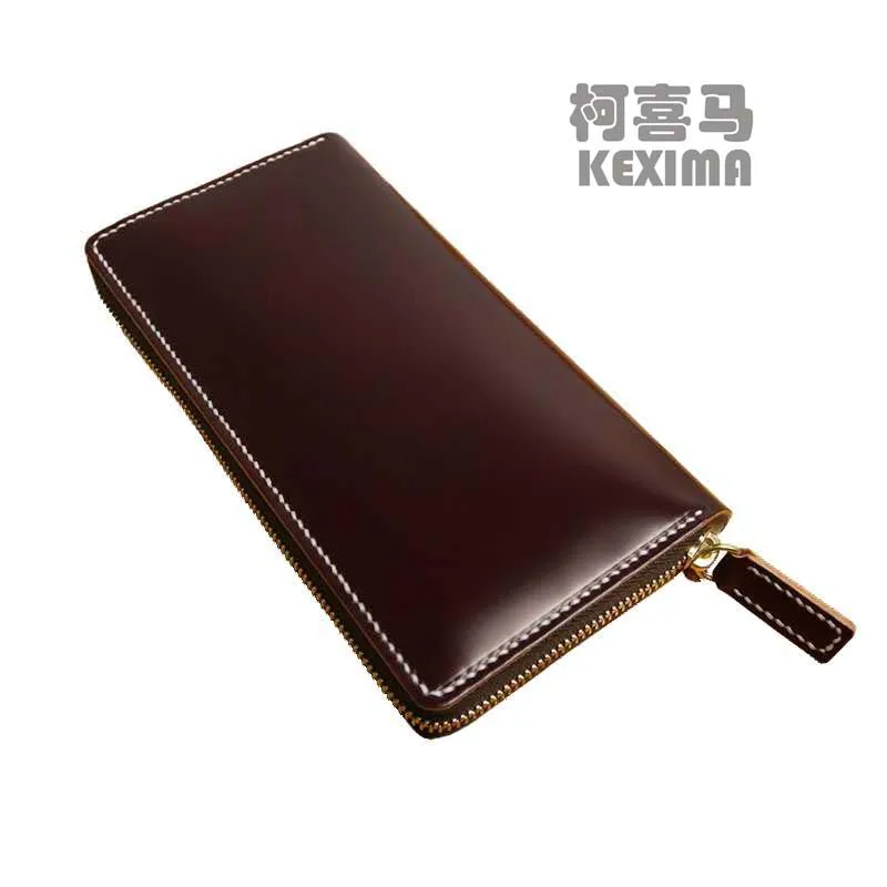 

jiangxin new horse hip skin long zipper wallet handmade men clutch bag wallet Men and women hand bag