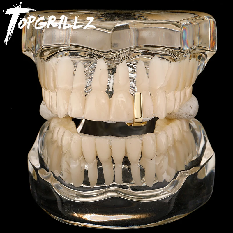 TOPGRILLZ Fashionable Tooth Caps Single Vertical Teeth Caps Dental Grills Jewelry Unique Dental Accessory for Men Women