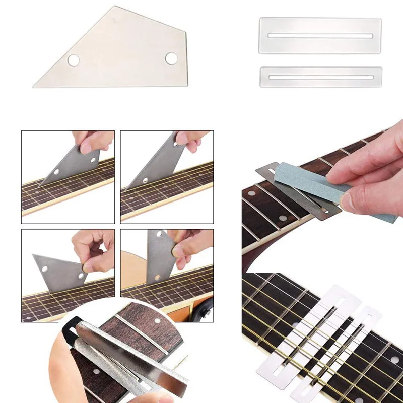 Guitar Maintenance Repair Tool Kit Tools String Organizer String Action Ruler Gauge Measuring Tool Hex Wrench Set Files Fin