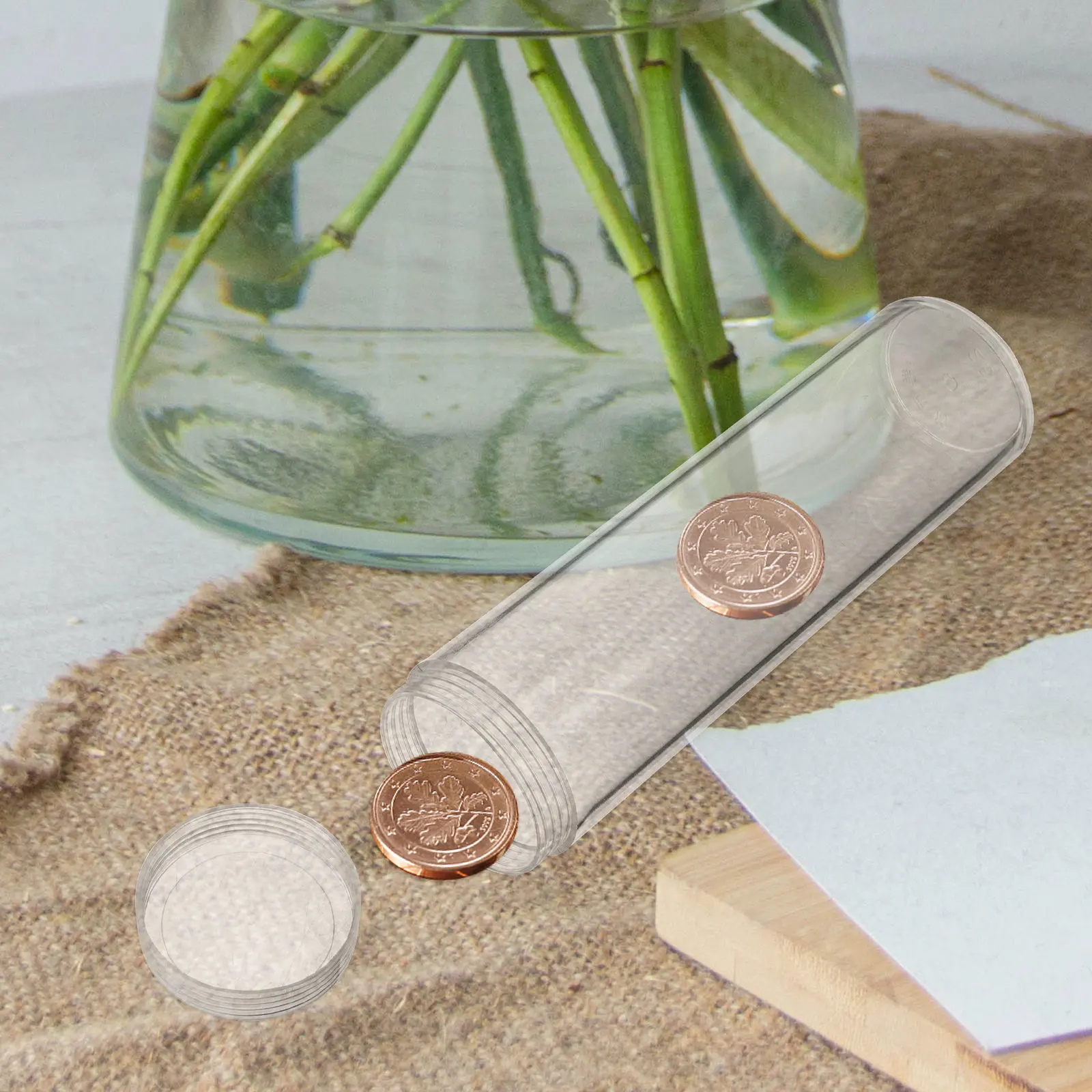 

Набор из 10 прозрачных тубусов для хранения монет с надежной крышкой, в стиле диспенсера, для коллекционеров монет, для организованного хранения