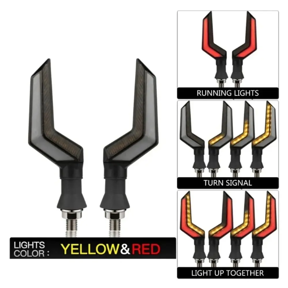 

2024 LED Motorcycle Signal Lights 12V Flowing Water Motorbike Turn Signal Lights ABS Airfoil Tail