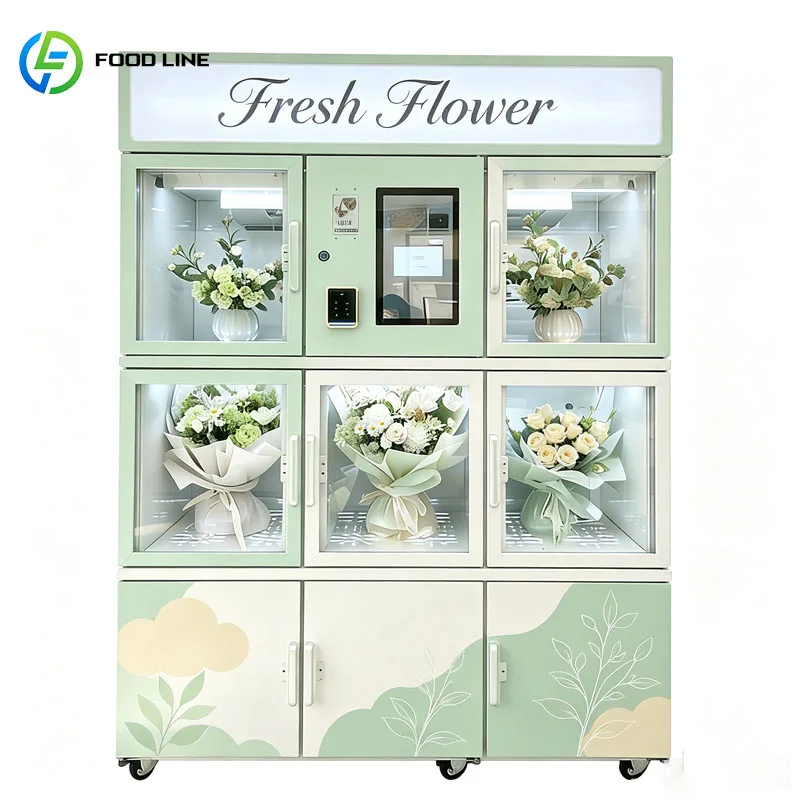 Floral Vending Machine Smart Bouquet Dispenser QR Code Cashless System For Shopping Mall Airport Customized