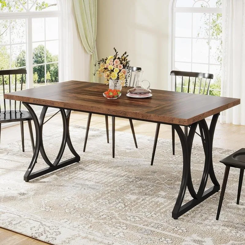 Industrial Dining Table for 6 People, Rectangle Kitchen Table Dinner Table for Dinning Room, Kitchen (Not with Chair)