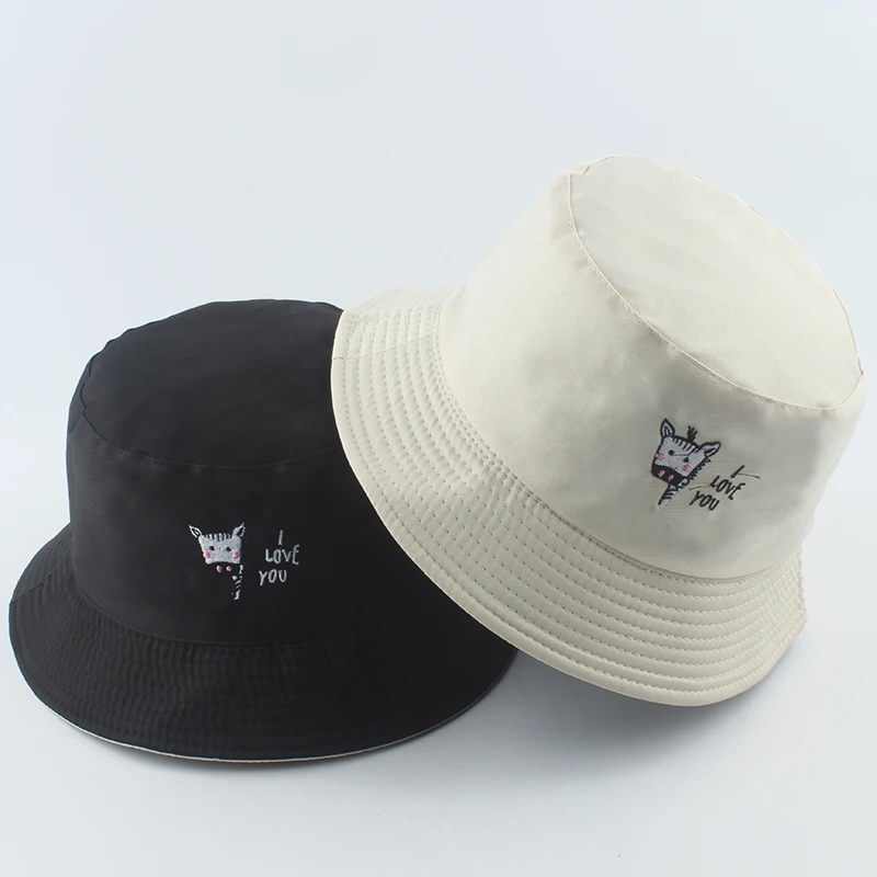 2022 New Fashion Summer Bucket Hat For Women Men Bob Animal Zebra Dog Embroidered Fishing Cap