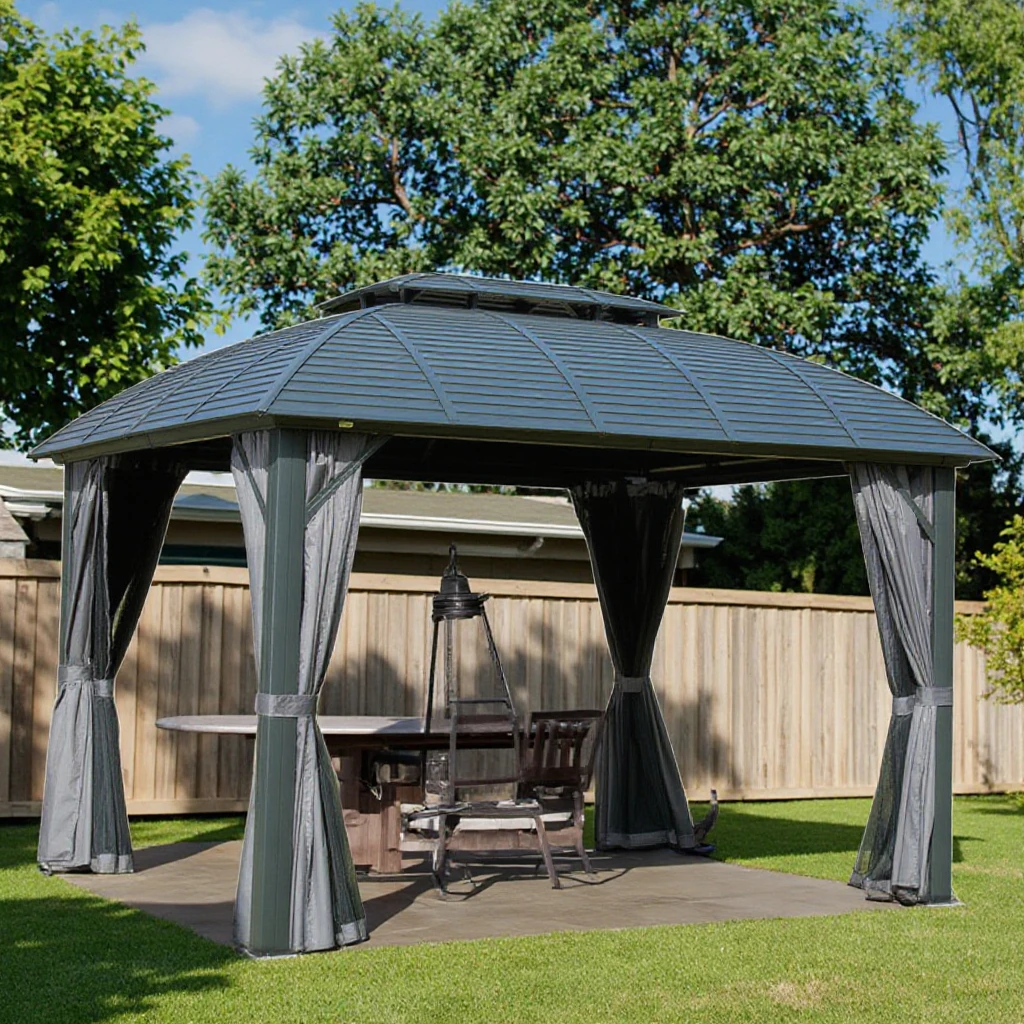 Best Selling Durable Waterproof Double Roof Pavilion Outdoor Aluminum Frame Metal Garden Outdoor Hardtop Gazebo Tent
