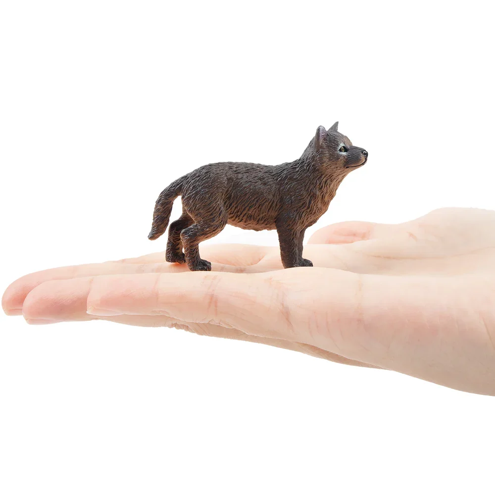 Toymany Simulation Standing Grey Wolf Cub Wildlife Animal Model Toy Mini Figures Dolls Action Figurines Toys for Children Gift