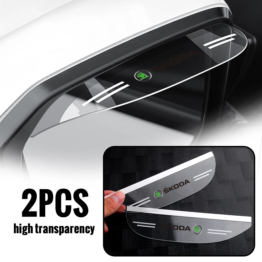 Car Rearview Mirror Rain Eyebrow Cover Accessories For Skoda Kodiaq Octavia Fabia Karoq Enyaq Kamiq Superb Scala Rapid Vision RS
