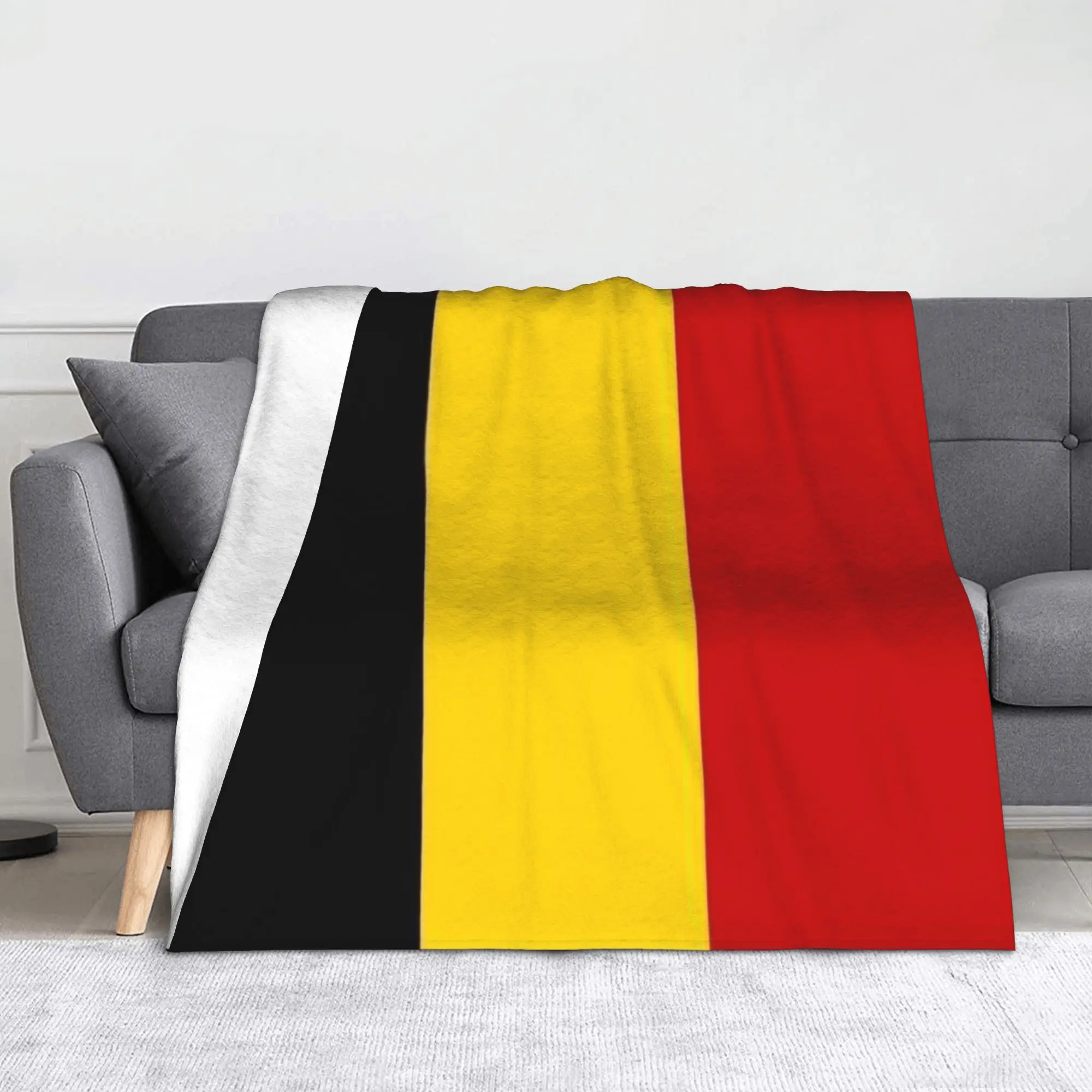 Super Soft Belgian Flag Belgian Pride Europe Throw Blanket Premium Flannel Fleece Lightweight  Bed Blanket Warm Plush Blankets