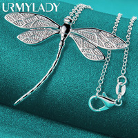 URMYLADY 925 Sterling Silver Dragonfly 16-30 Inch Pendant Necklace For Women Fashion Wedding Engagement Charm Jewelry