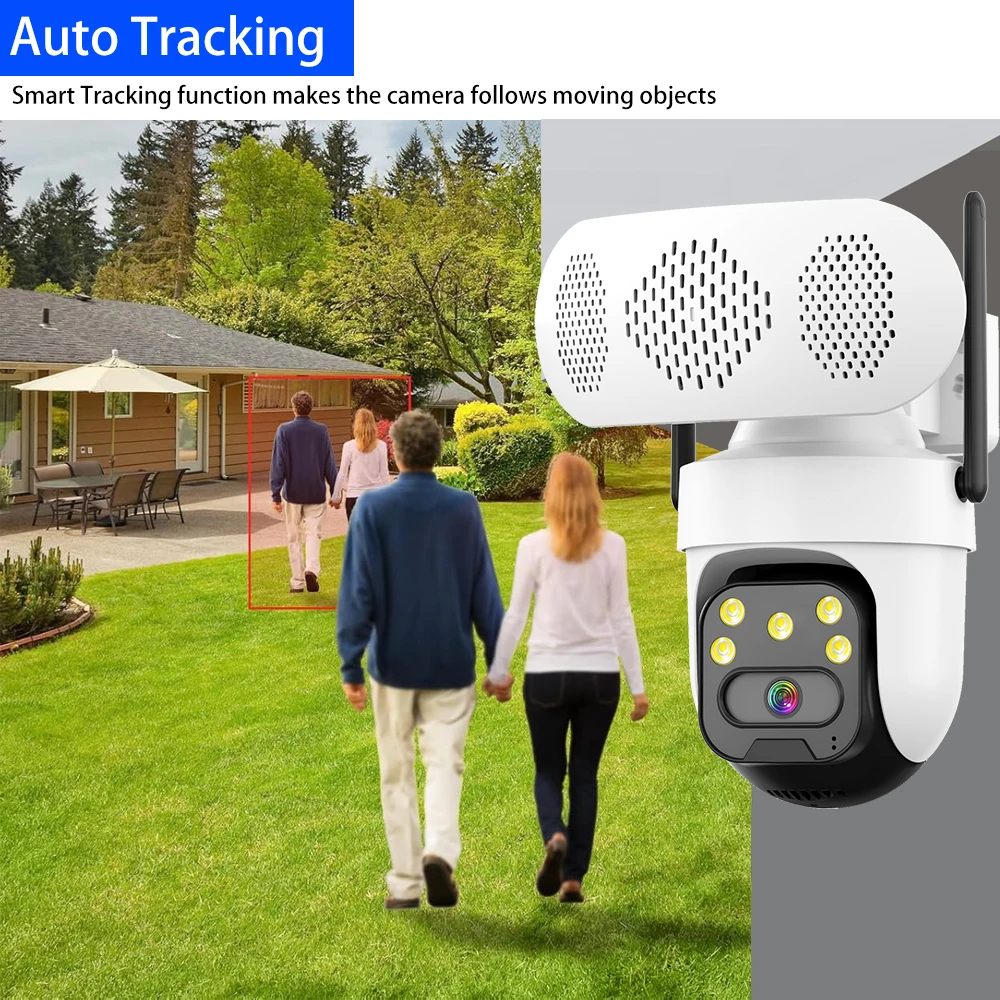 5MP ICSee WiFi IP Camera Bluetooth Loud Speaker Music Player Outdoor Wireless Security PTZ Camera Human Detection Auto Tracking