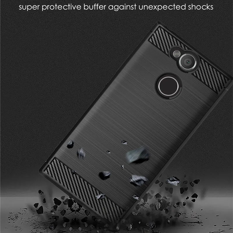 Luxury Carbon Fiber Case for Sony Xperia XA2 Full Protective Soft Phone Cover for Sony Xperia XA2 Plus Shockproof Silicone Case