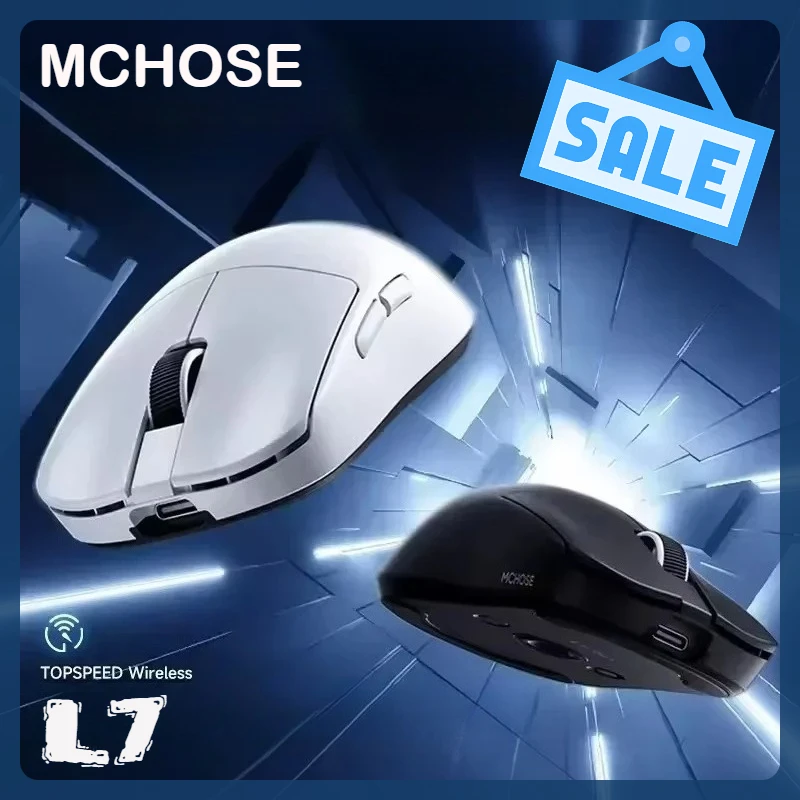 

MCHOSE L7 Pro Ultra Wireless Mouse PAW3395 8K Трехрежимная мышь Легкая игровая мышь для киберспорта 2,4 г Пользовательские аксессуары для ПК Эргономика