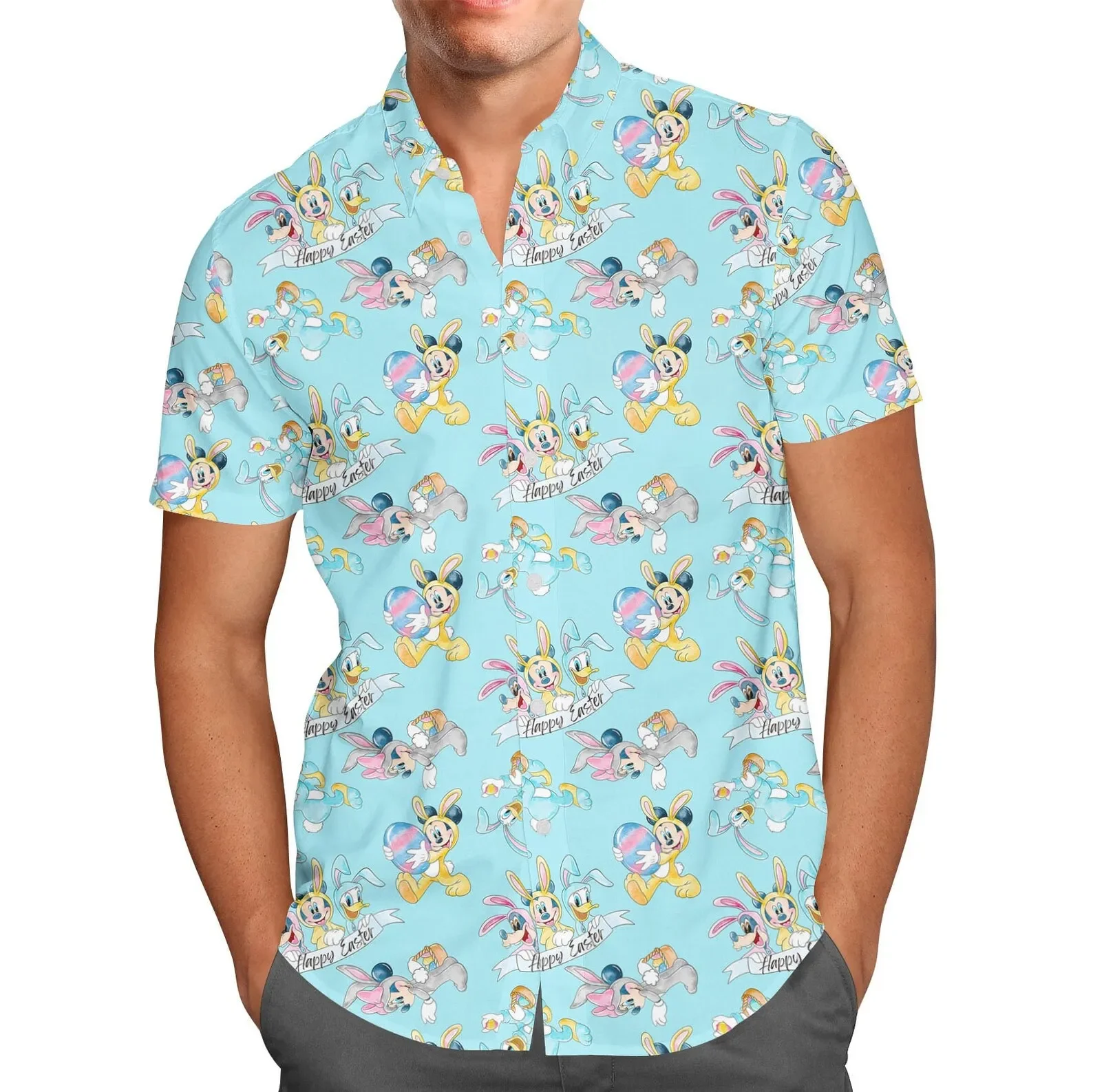 Disney World masculino camisa havaiana, de botão, manga curta, Mickey, Minnie, crianças, mulheres, Walt, moda