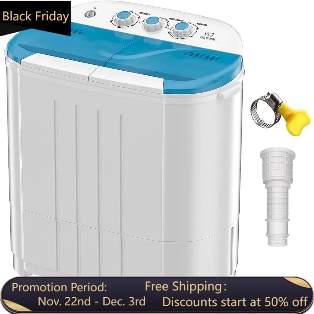 Portable Washing Machine, Twin Tub Washing Machine Compact spinner Combo with 14lbs capacity, 9Lbs Washer and 5Lbs Spinner Dryer