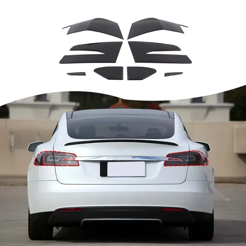 For Tesla Model S 2014-2021 ABS Black Car Tail Light Cover Indicator Reversing Light Cover Car External Protection Accessories