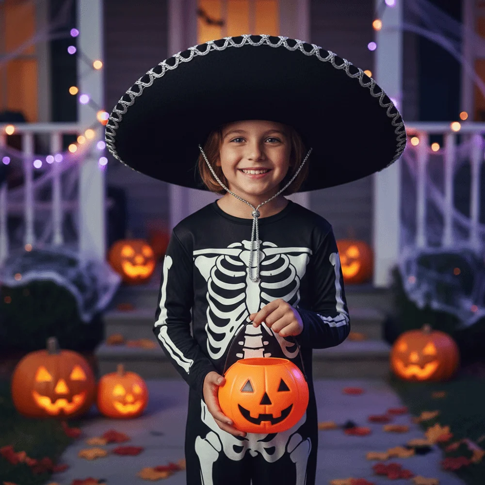 Vintage schwarze Kinder mexikanische Mütze Zauberer Hut Bühnenauftritt Urlaub Kostüm Hut Top Hüte Kinder Cosplay Hut Männer Frauen Unisex