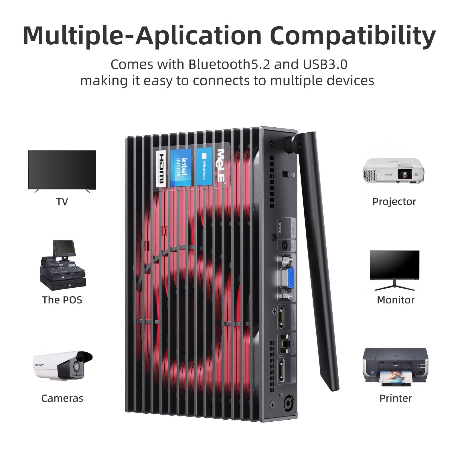 MeLE Triple 4K Display Mini PC Intel Celeron J4125 Quad Core 8GB DDR4 128GB eMMC 2xHDMI 1xVGA 4xUSB 3.0 Small Gaming Computador