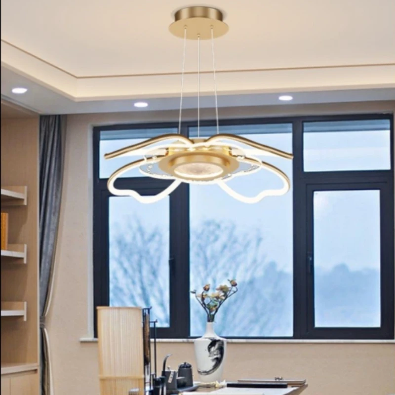 Plafonnier LED au Design Moderne et Simple, en Or Rose, Ventilateur de Plafond, Luminaire Décoratif de Plafond, Idéal pour un Salon, Nouveau Style Chinois, 2023