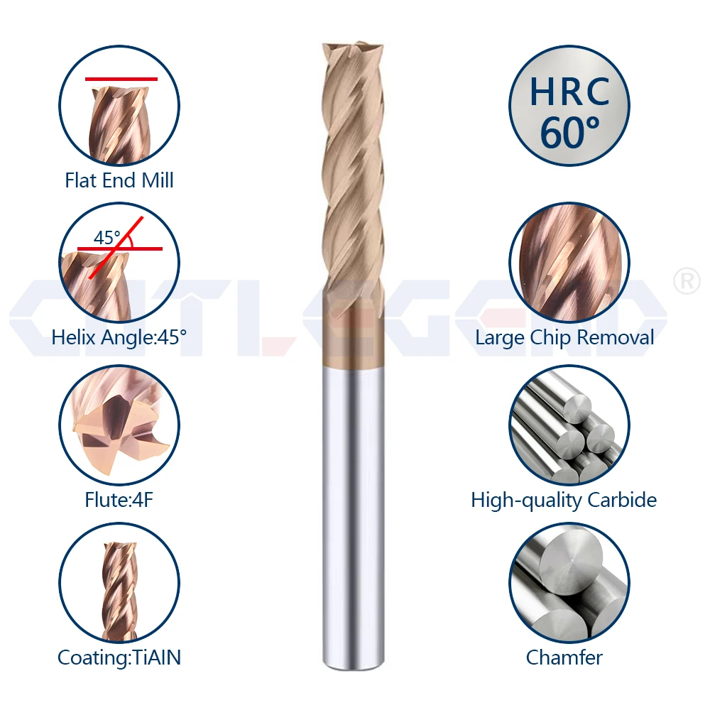 CUTLEGEND Milling Cutter End Mill Aluminum Cutter Alloy Coating Tungsten Steel Tool Bit 3F 4F Extra Long 150mm Flat Endmill Tool