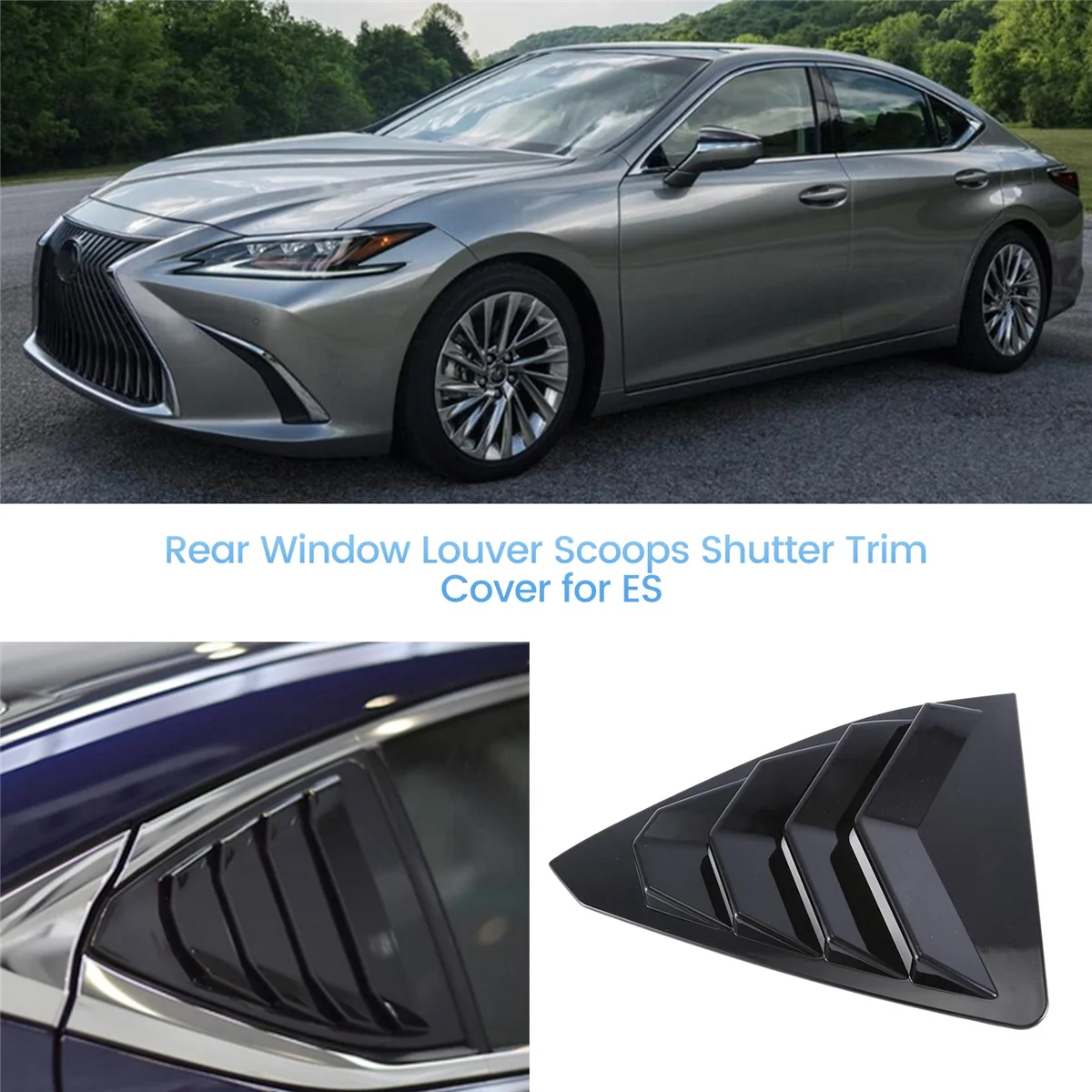 1Pair Car Rear Side Window Louver Scoop Shutter Cover Trim for Toyota Lexus ES 350 300H Air Vent Shade Spoiler Deflector