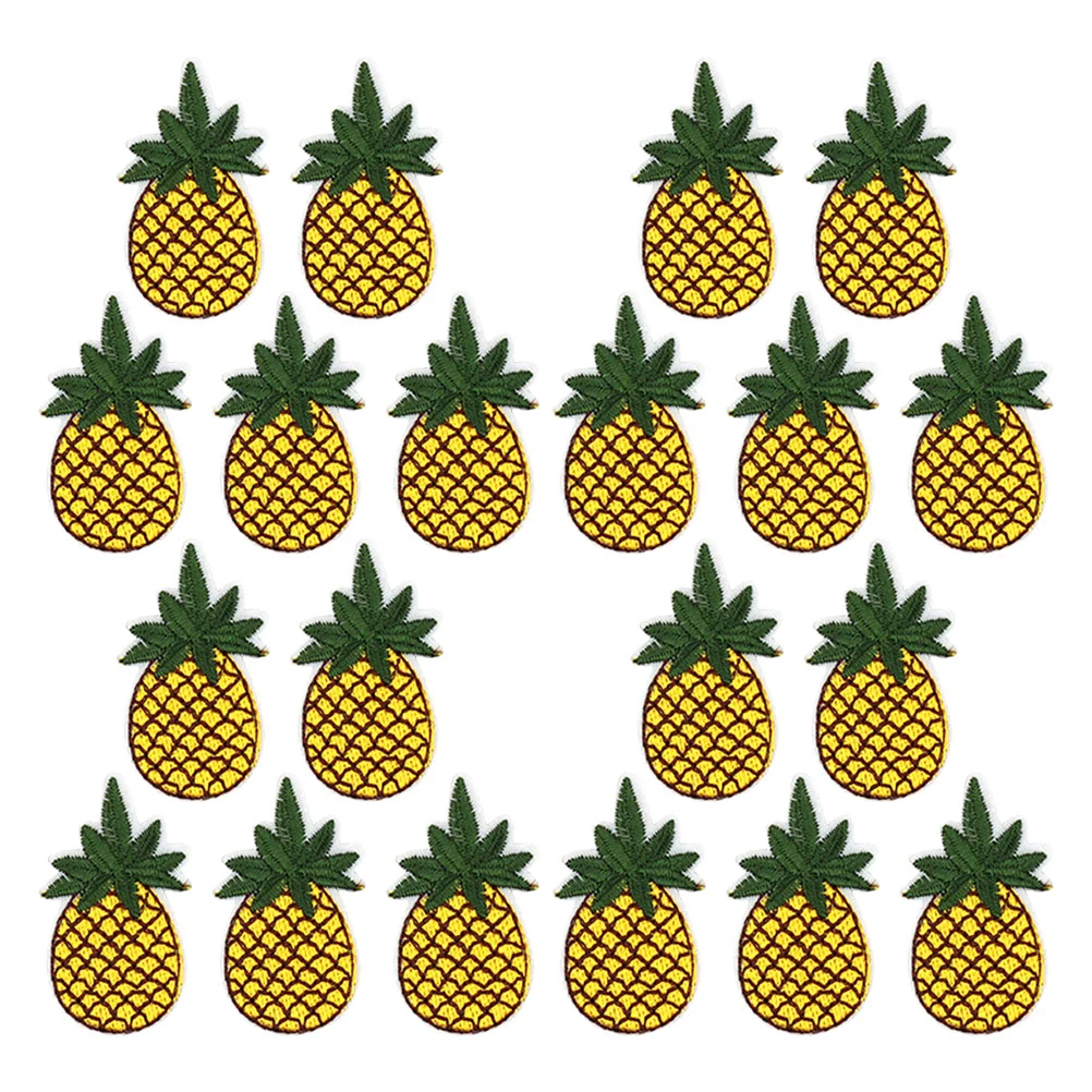 20 Stück Ananas-Stickerei-Patches, gehäkelt, Obst, zum Aufnähen, für Rucksäcke, Abzeichen, Nähen, Cartoon, Eisen, Zitrone