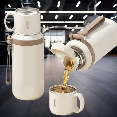 600ml Stainless Steel Coffee Cup Travel Thermal Mug Leak-Proof Thermos Bottle Tea Coffee Mug Office Business Style Thermos