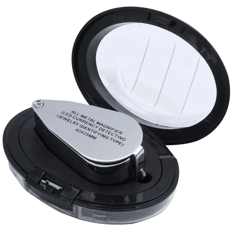 

10X 40X LED Pocket Magnifier Jeweller Eye Glass Loop Lens Magnifying Loupe UV Light