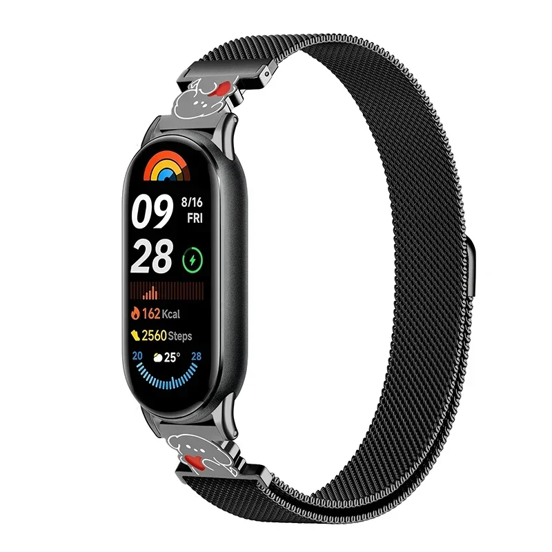 حزام من الفولاذ المقاوم للصدأ لسوار Xiaomi Mi 9 8 المعدني ميلانيزي على Mi Band 8 معصمه لملحقات حزام Mi Band 9 8