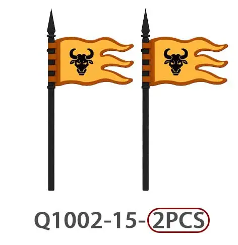 MOC Mittelalterliche Burg Ritter Flagge Bausteine Grüner Drache Soldaten Zubehör Löwe Adler Armee Bausteine Spielzeug Kinder Geschenk