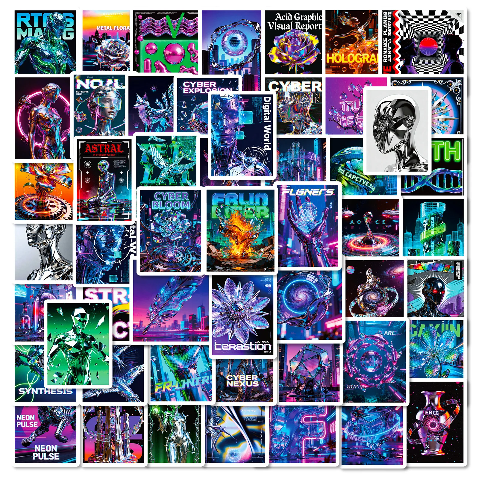 56/112 Pcs Punk Heavy Metal Style Cool Art Abstract Creative Stickers for Phone Laptop Printer Helmet Skate Car Decals