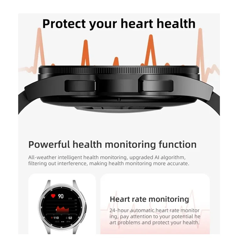 B63B-JS ساعة 6 ماكس ساعة ذكية 1.43 بوصة أزرار مزدوجة الرجال النساء بلوتوث شحن لاسلكي Smartwatch ساعة رياضية