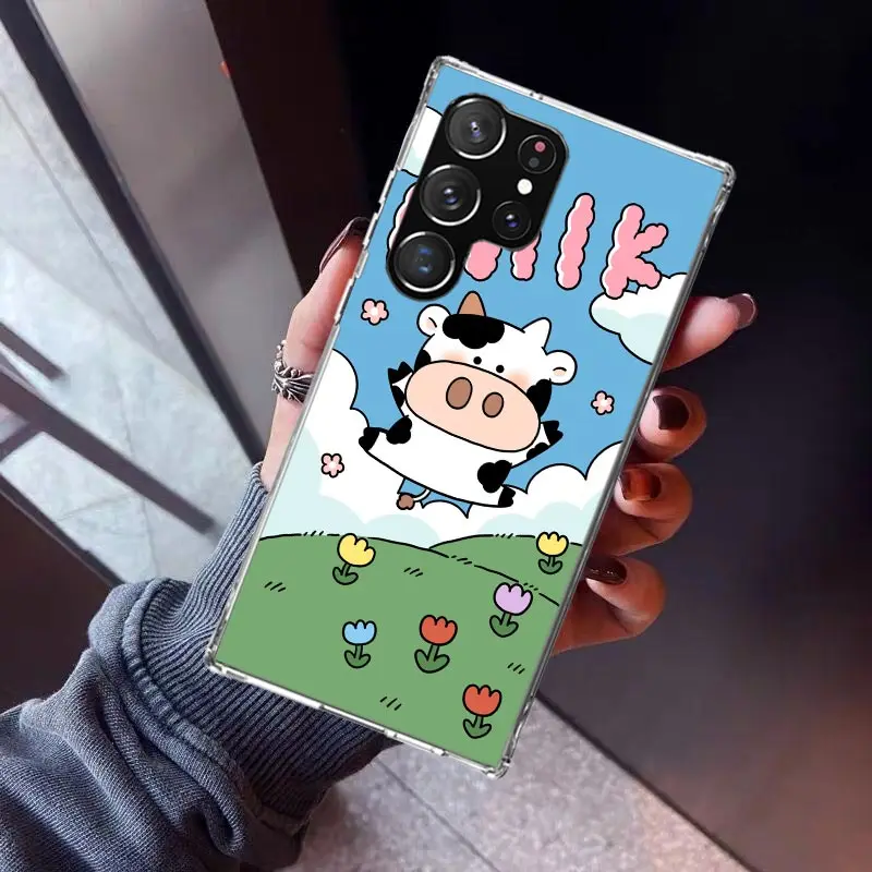 Dairy Cattle Cow Speckle Cute Phone Case for Samsung Galaxy S24 S23 S22 Plus S21 FE S20 Ultra S10 S10E S9 S8 + Soft Cover Print