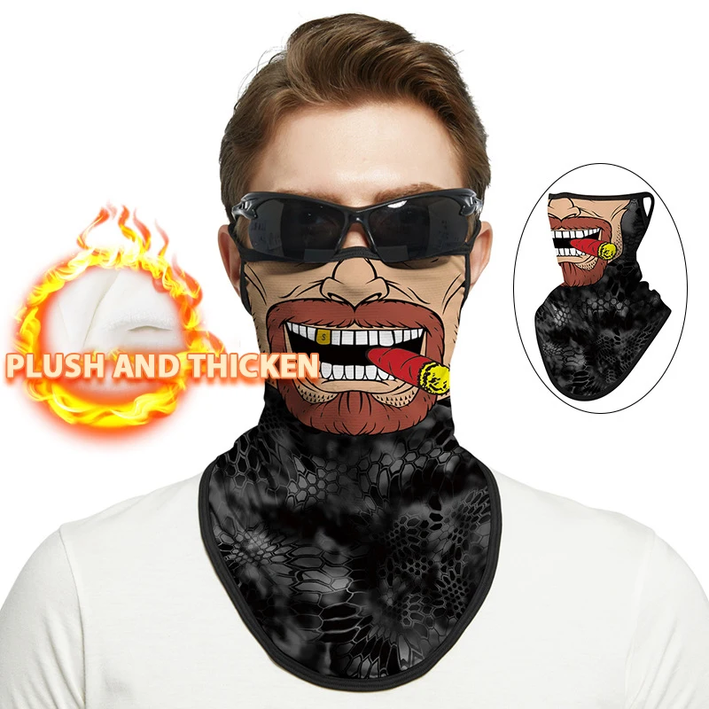 Winter Motorcycle Riding Velvet Funny Ear Hanging Face Scarf Men Windproof Cold-proof Ski Mask Full Face Warm Women Neck Cover