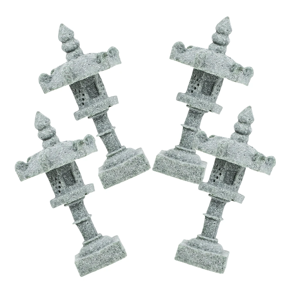 

4pcs Mini Pagoda Statue Realistic Stone Ornaments Micro Garden Landscape Balcony Yard Bonsai Decor Durability Use