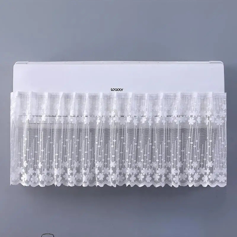 

1PC Lace Embroidery Flower Curtain Windproof Dustproof Hanging Cover For Air Conditioner Anti Direct Wind Bedroom Window Decor