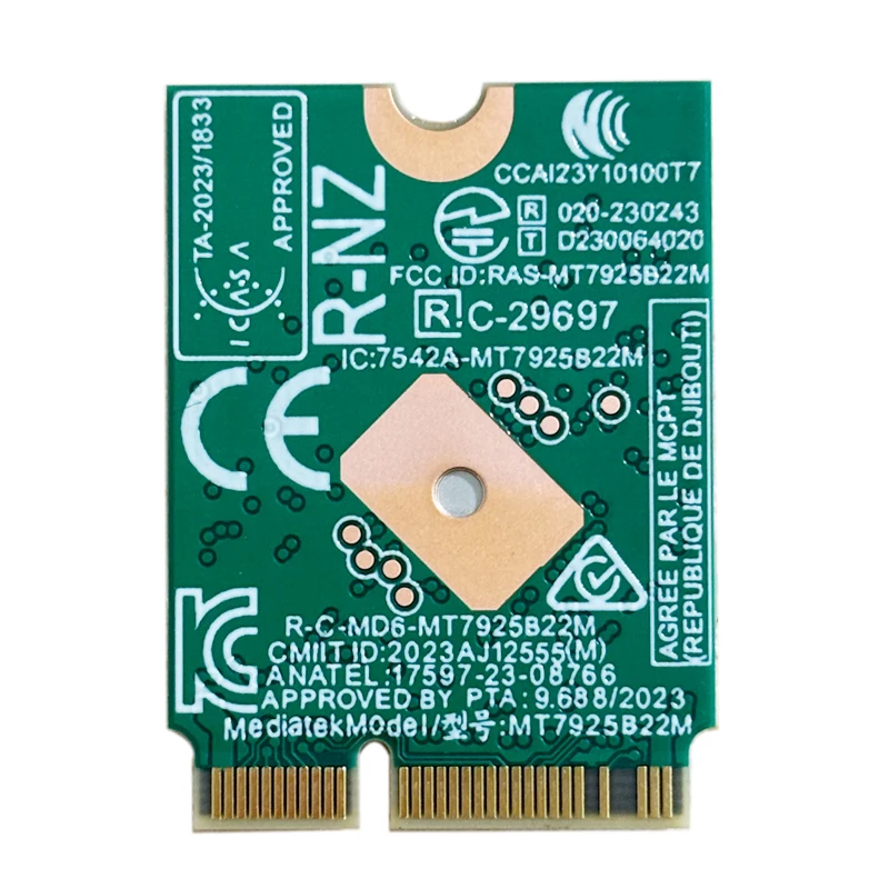 Placa de rede sem fio para Windows 11, MT7925, WiFi 7 Lan Card, Bluetooth 5.3 M.2 NGFF, 5400Mbps, Tri Band 2.4G, 5G, 6GHz