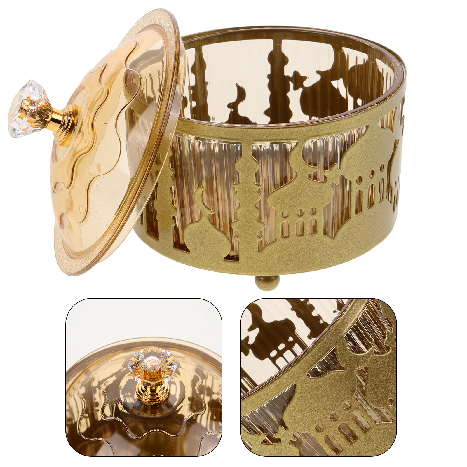 

Stylish Metal Ramadan Serving Tray for Desserts Candies Eid Mubarak Snack Plate Dried Fruit Container Wedding Gift