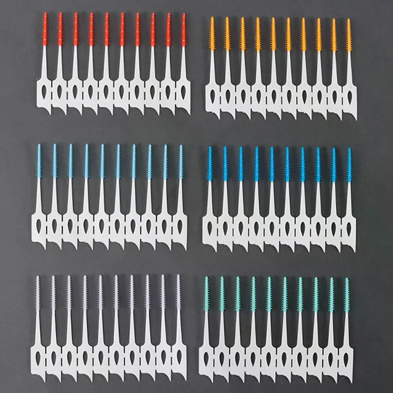 

120pcs/box Oral Care Tools Silicone Interdental Brushes Super Soft Dental Cleaning Brush Teeth Cleaner Dental Floss Toothpicks