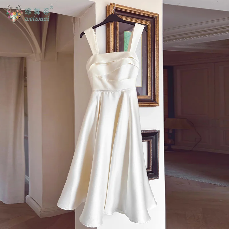 Estilo francês minimalista retro branco camisola a linha fino ajuste cintura cinched vestido de noite para socialites reunindo vestido de noite