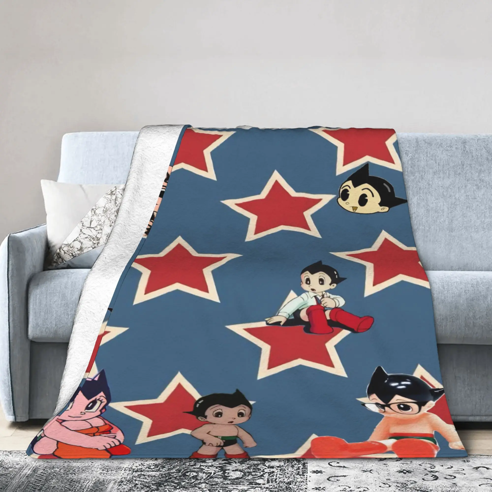 Astroboy Astro Boy Anime Blankets  Plush Vintage Warm Throw Blankets for Home Spring Autumn
